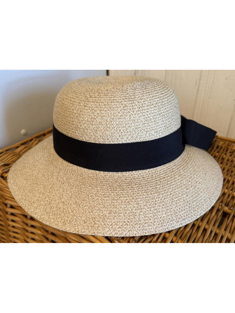 Furtalk Woven Straw Sun Hat Wide Brim, Grosgrain Ribbon Band, Adjustable SZ L - Picture 2 of 4